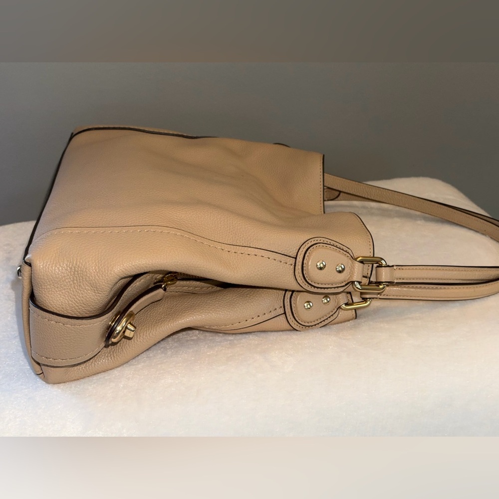 Coach Edie Beige Pebbled Leather Shoulder Bag - Picture 4 of 15